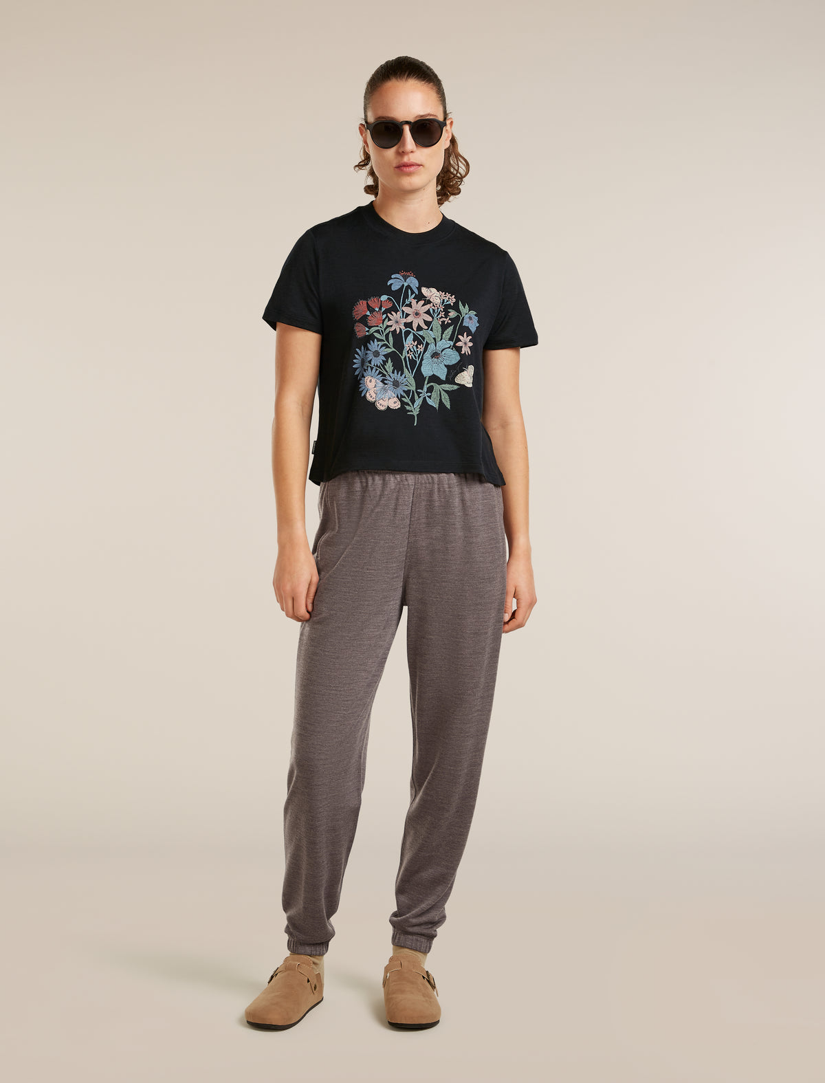 Women’s Merino 150 Tech Lite Short Sleeve Crop T-Shirt NZ Flora Black - 4