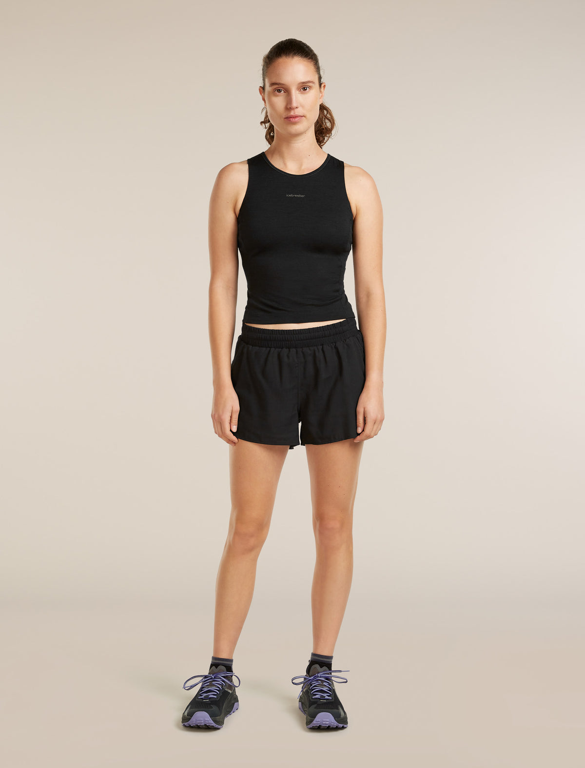 Women’s Merino 150 Active Cropped Bra-Tank Black - 2