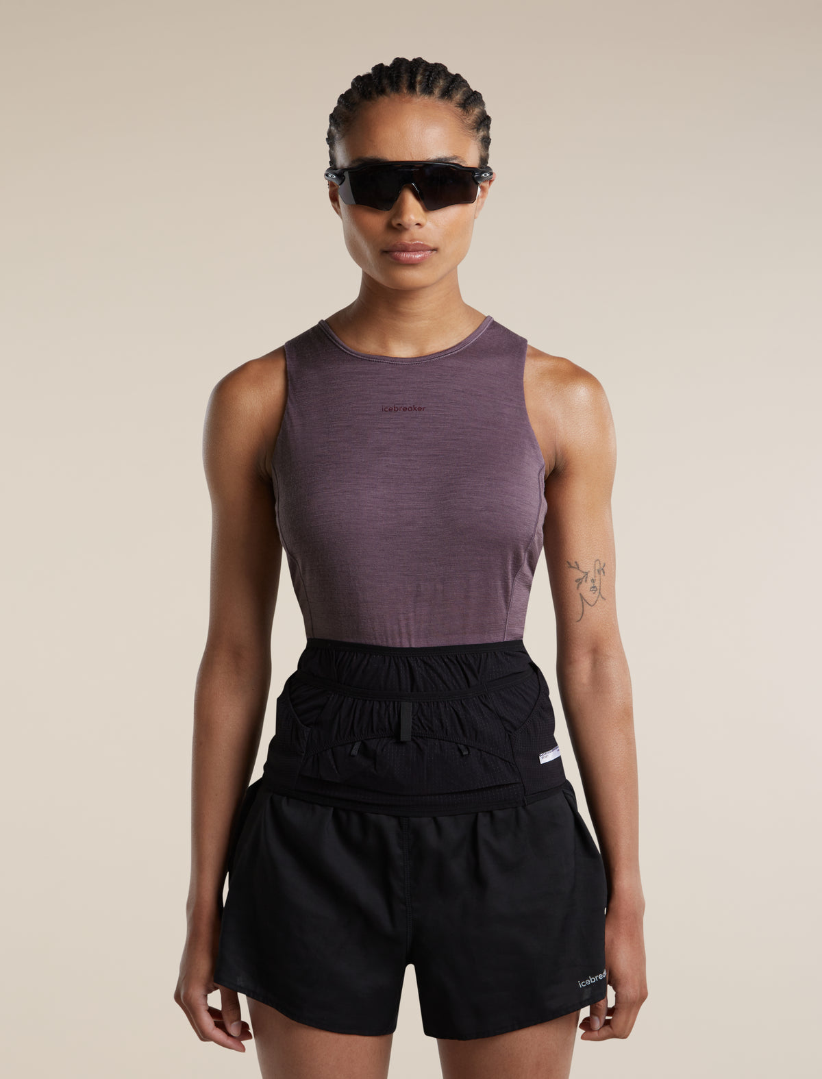 Women's Merino 150 Active Cropped Bra-Tank Grey plum - 5