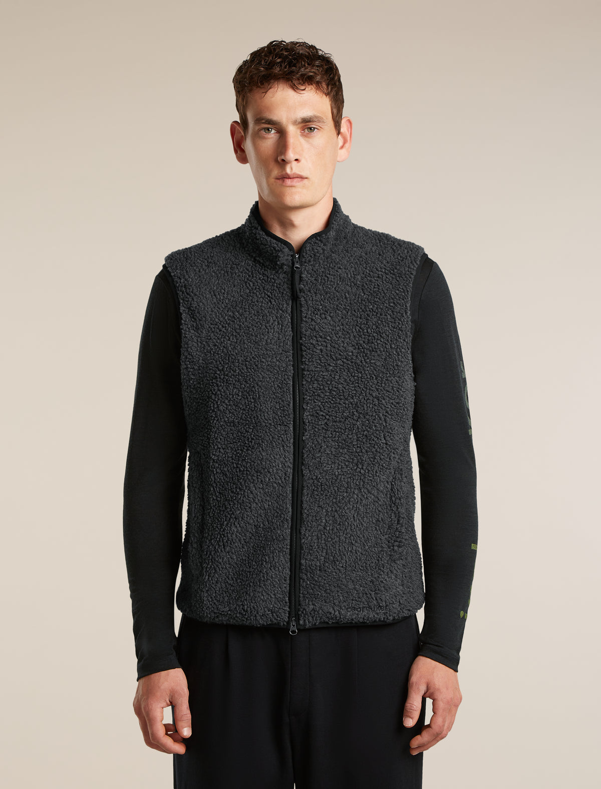 Men's Merino Blend 960 RealFleece™  High Pile Vest Jet Heather/Black - 1