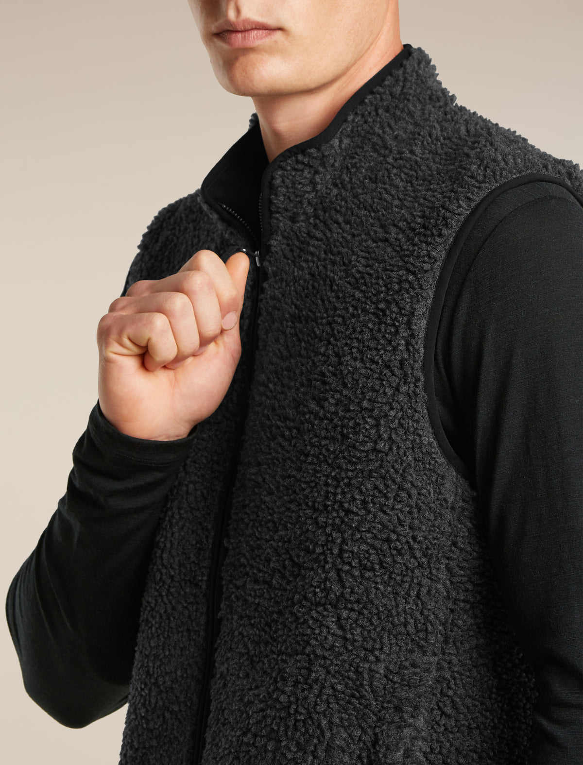 Men's Merino Blend 960 RealFleece™  High Pile Vest Jet Heather/Black - 6