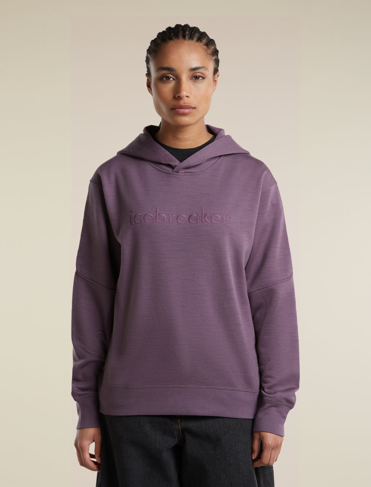 Women's Merino 360 RealFleece™  Elemental Long Sleeve Hoodie Grey Plum - 1