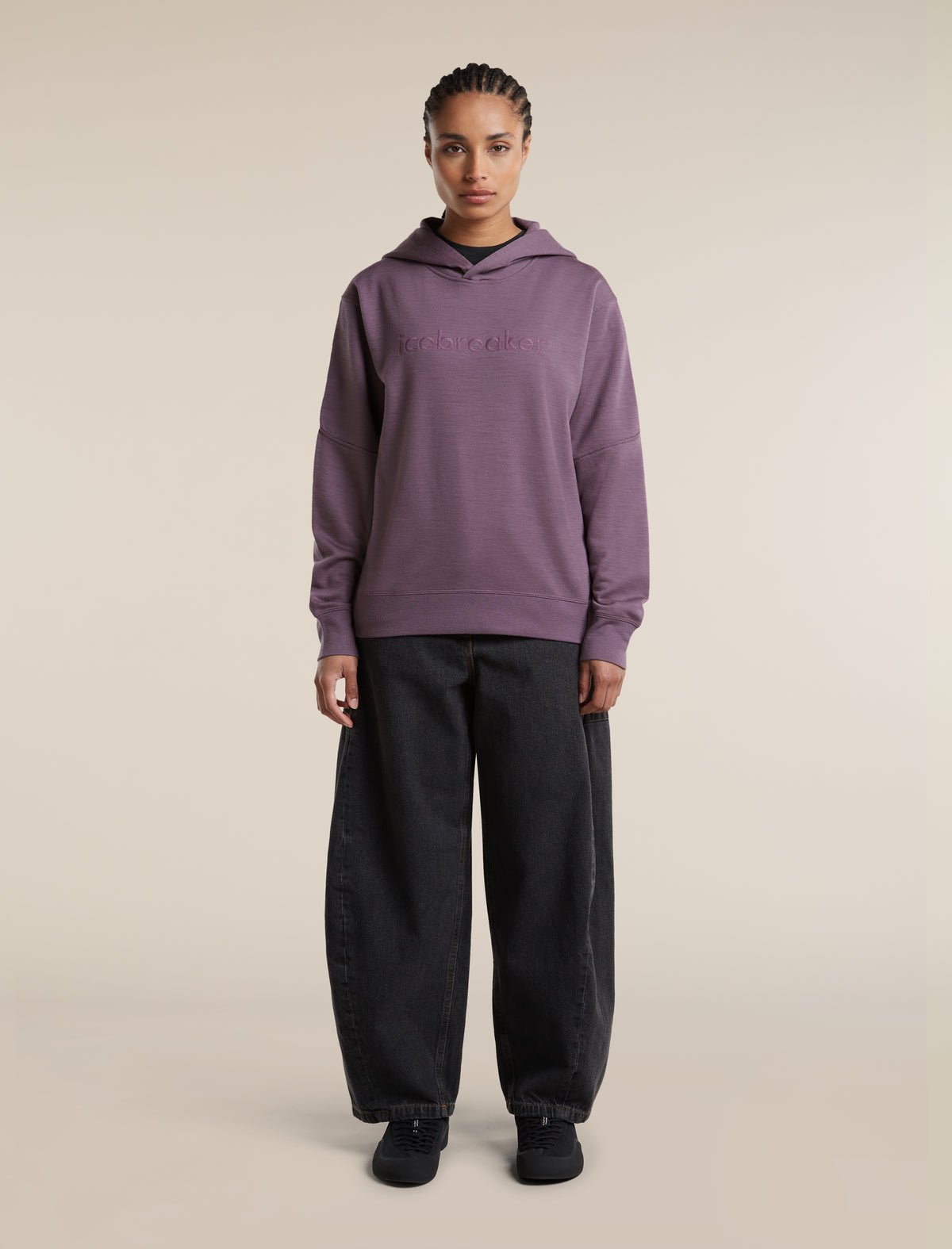 Women's Merino 360 RealFleece™  Elemental Long Sleeve Hoodie Grey Plum - 3
