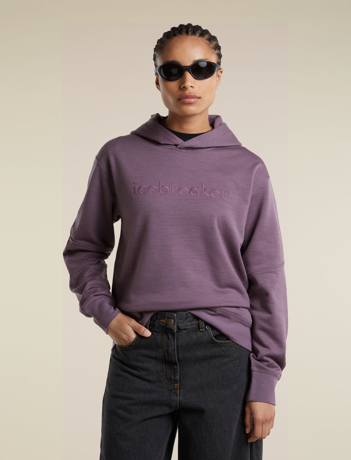 Women's Merino 360 RealFleece™  Elemental Long Sleeve Hoodie Grey Plum - 5
