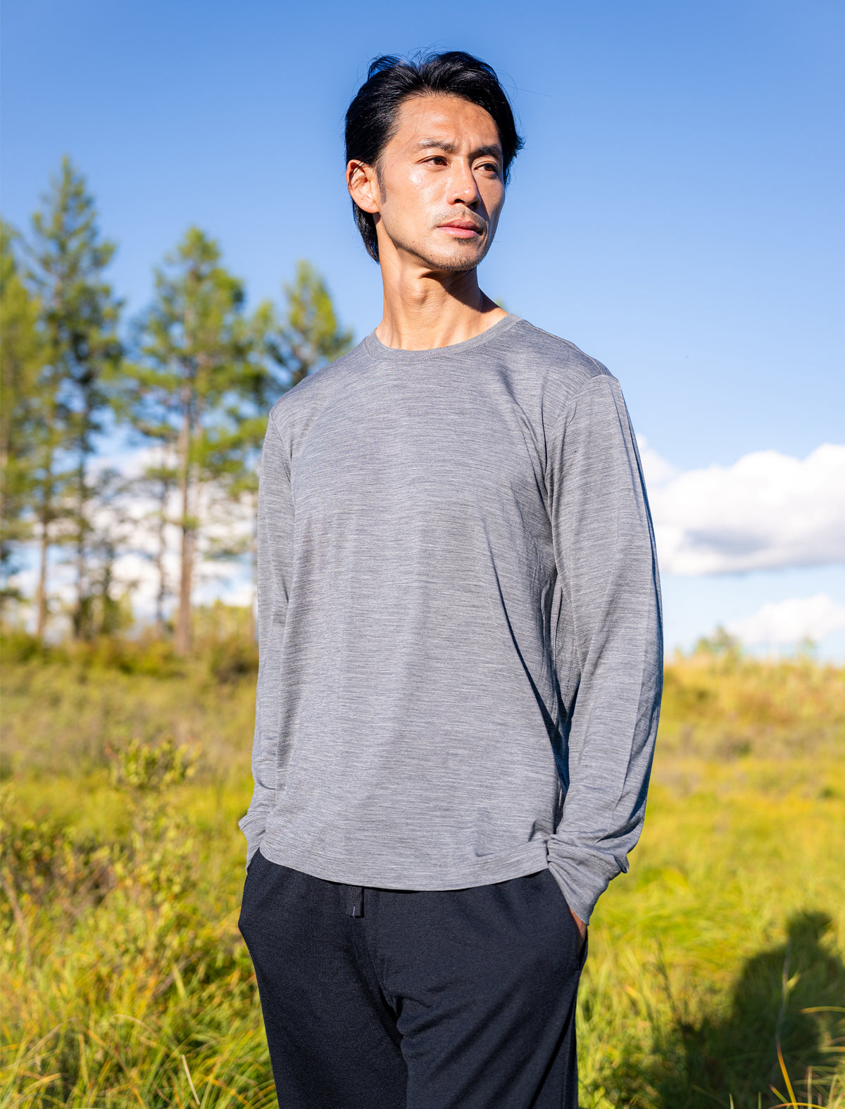 Unisex 15.5 MerinoFine™ Jersey Long Sleeve T-Shirt Gritstone Hthr - 1