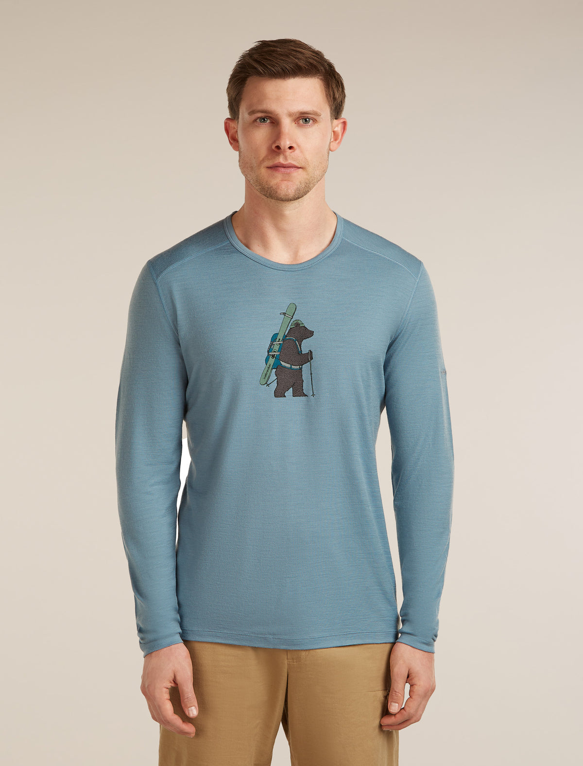 Men’s Merino 200 Oasis Long Sleeve Crewe Bear Tour Flint blue - 1