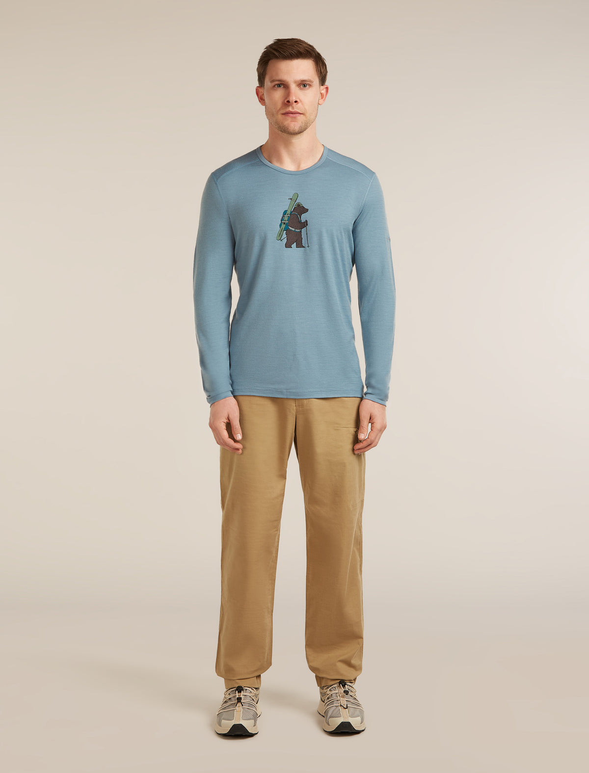 Men’s Merino 200 Oasis Long Sleeve Crewe Bear Tour Flint blue - 3