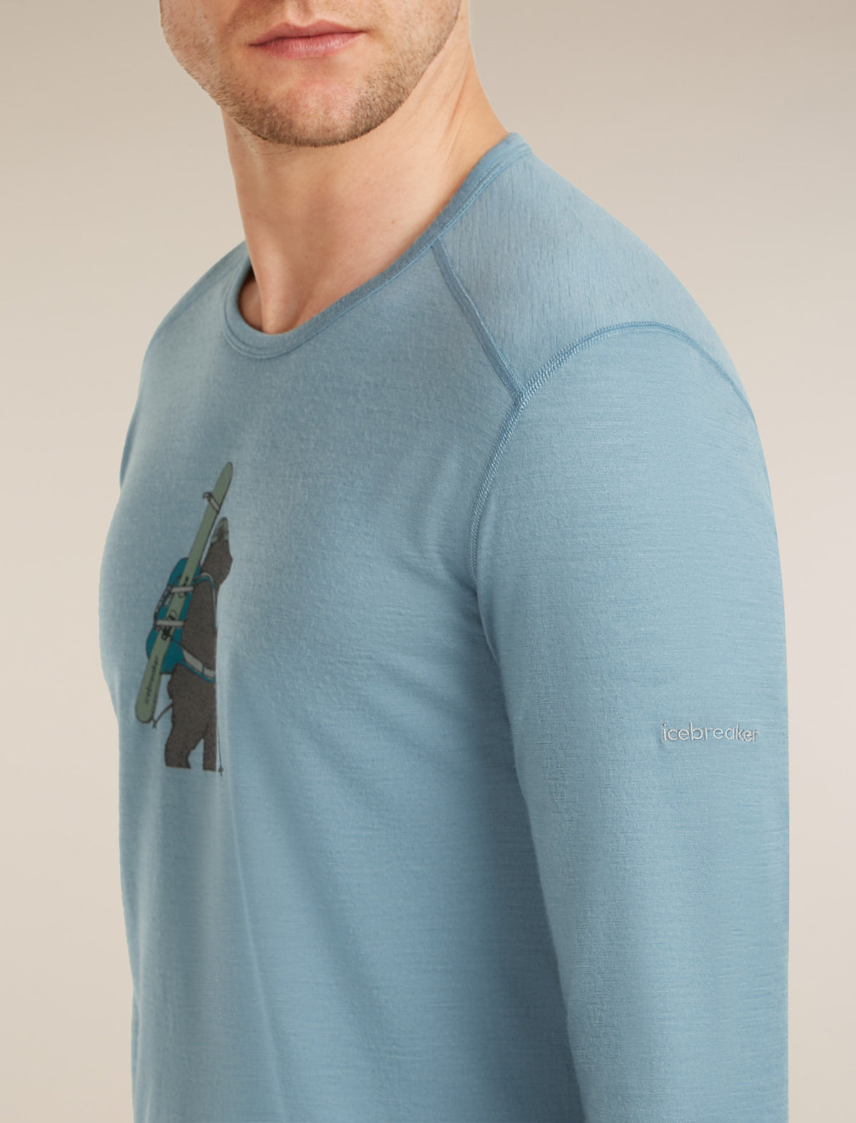 Men’s Merino 200 Oasis Long Sleeve Crewe Bear Tour Flint blue - 5