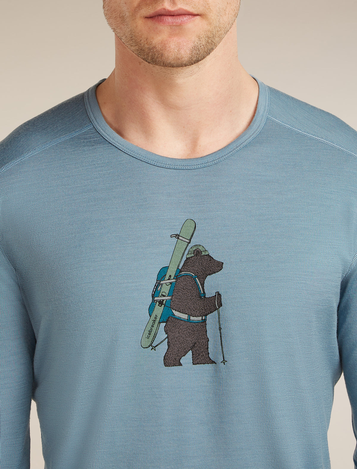 Men’s Merino 200 Oasis Long Sleeve Crewe Bear Tour Flint blue - 6
