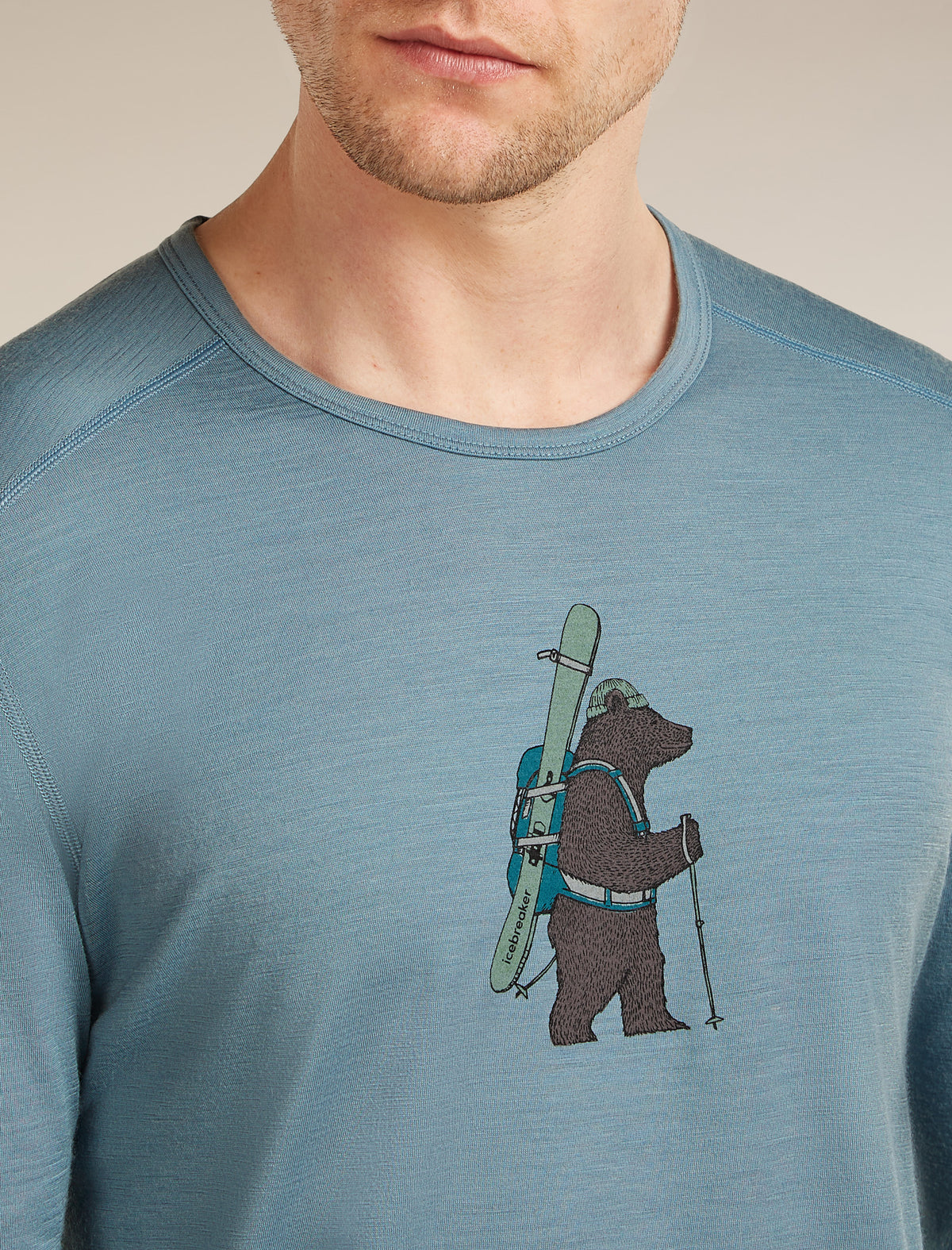 Men’s Merino 200 Oasis Long Sleeve Crewe Bear Tour Flint blue - 7