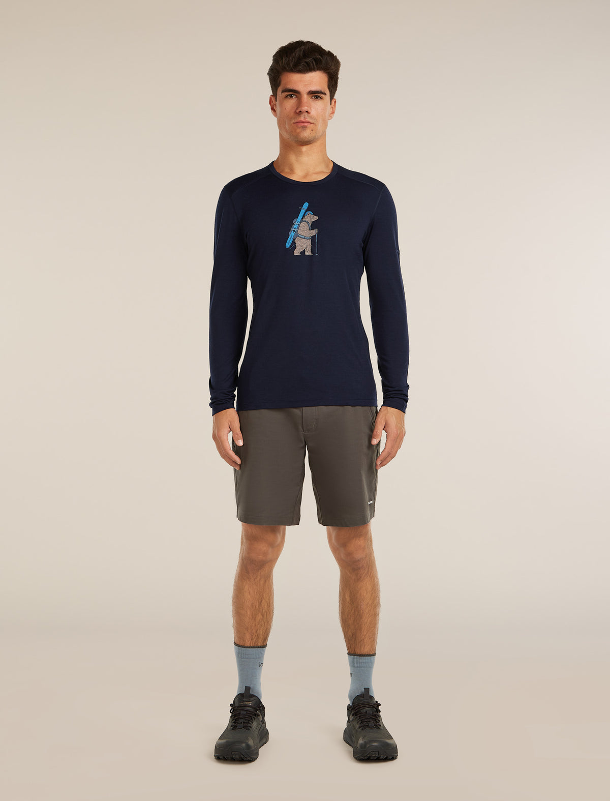 Men’s Merino 200 Oasis Long Sleeve Crewe Bear Tour Midnight Navy - 3
