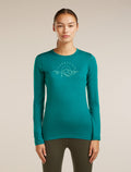 Women’s Merino 200 Oasis Long Sleeve Crewe Sunrise Summit Tidal teal - 1