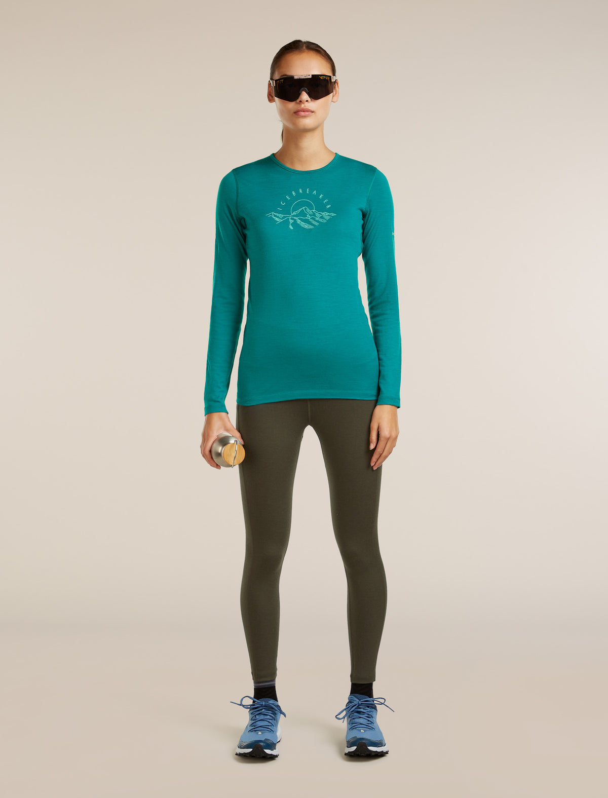Women’s Merino 200 Oasis Long Sleeve Crewe Sunrise Summit Tidal teal - 4