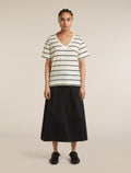 Women’s Merino 150 Tech Lite Short Sleeve Relaxed V Neck T-Shirt Undyed/Midnight navy - 3