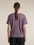 Women's Merino 150 Tech Lite Short Sleeve Relaxed V Neck T Shirt Grey Plum - 2