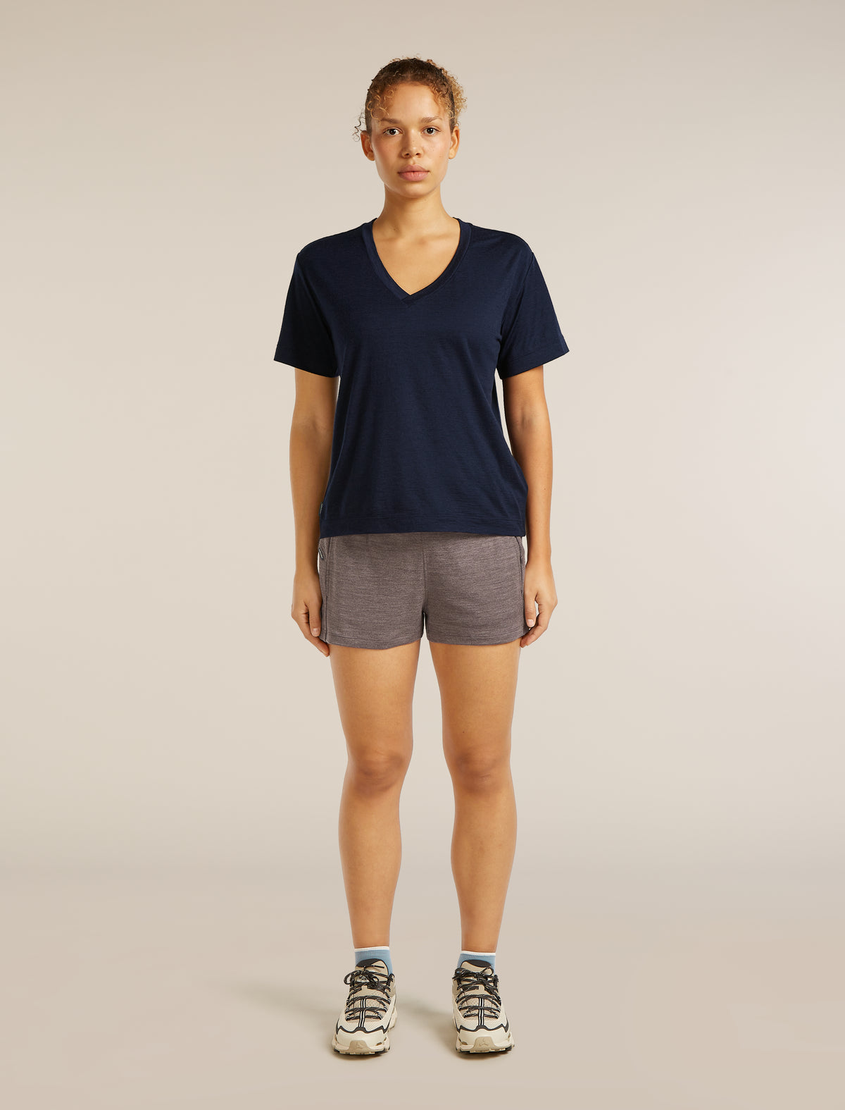 Women’s Merino 150 Tech Lite Short Sleeve Relaxed V Neck T-Shirt Midnight Navy - 3