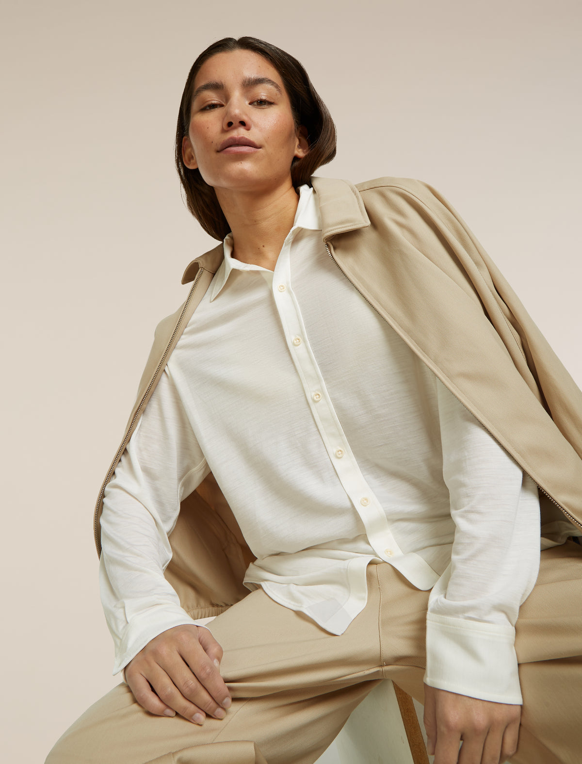 Unisex Merino Cotton Twill Shirt Jacket Safari - 22