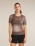 Women's Merino Blend 75 Cool-Lite™ Featherlight™ Short Sleeve Crewe AOP Porcini/Pink Quartz/Aop - 1