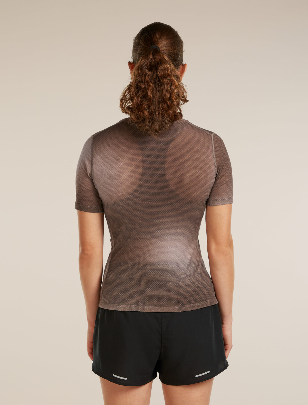 Women's Merino Blend 75 Cool-Lite™ Featherlight™ Short Sleeve Crewe AOP Porcini/Pink Quartz/Aop - 2