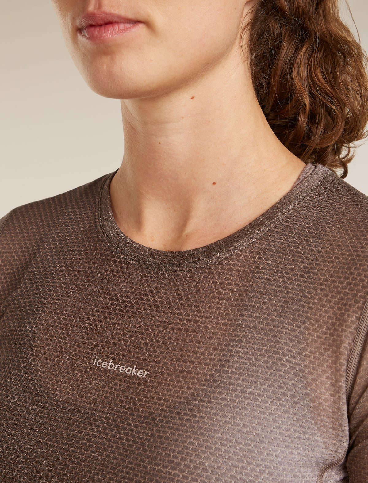 Women's Merino Blend 75 Cool-Lite™ Featherlight™ Short Sleeve Crewe AOP Porcini/Pink Quartz/Aop - 8