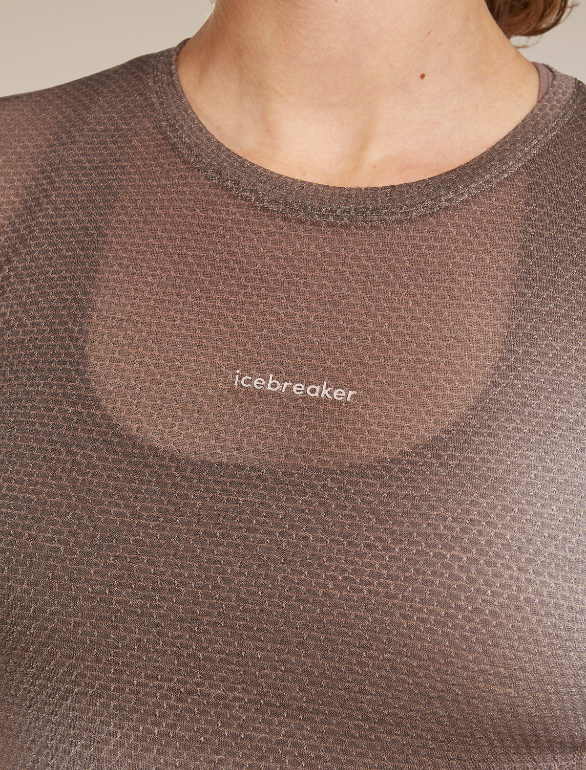 Women's Merino Blend 75 Cool-Lite™ Featherlight™ Short Sleeve Crewe AOP Porcini/Pink Quartz/Aop - 5