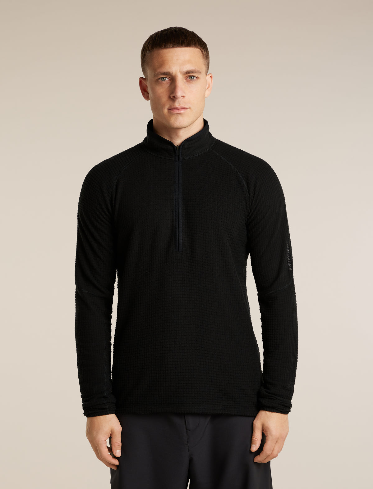 Men's Merino 400 RealFleece™  Grid Peaksland Long Sleeve Half Zip Black - 1