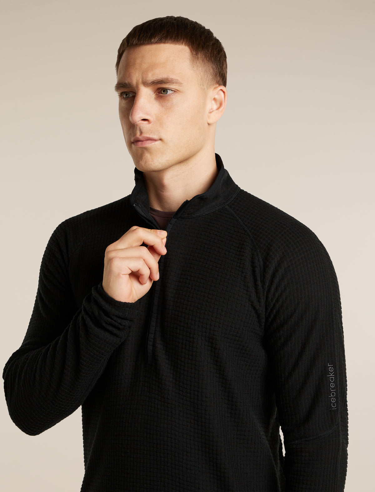 Men's Merino 400 RealFleece™  Grid Peaksland Long Sleeve Half Zip Black - 6