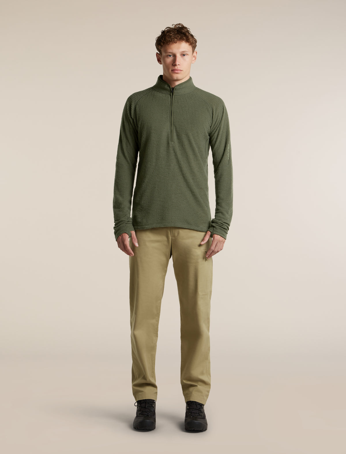 Men's Merino 400 RealFleece™  Grid Peaksland Long Sleeve Half Zip Dark Loden - 3