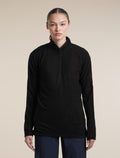 Women's Merino 400 RealFleece™  Grid Peaksland Long Sleeve Half Zip Black - 1