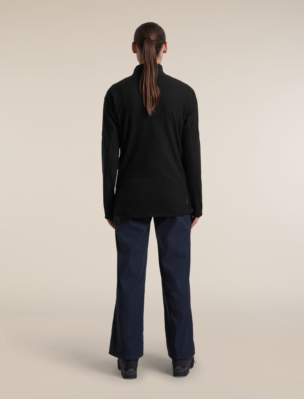 Women's Merino 400 RealFleece™  Grid Peaksland Long Sleeve Half Zip Black - 10