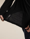 Women's Merino 400 RealFleece™  Grid Peaksland Long Sleeve Half Zip Black - 8