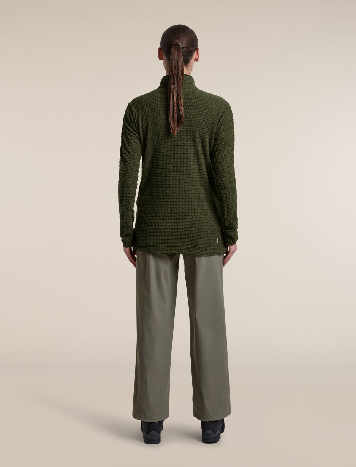Women's Merino 400 RealFleece™  Grid Peaksland Long Sleeve Half Zip Dark Loden - 10