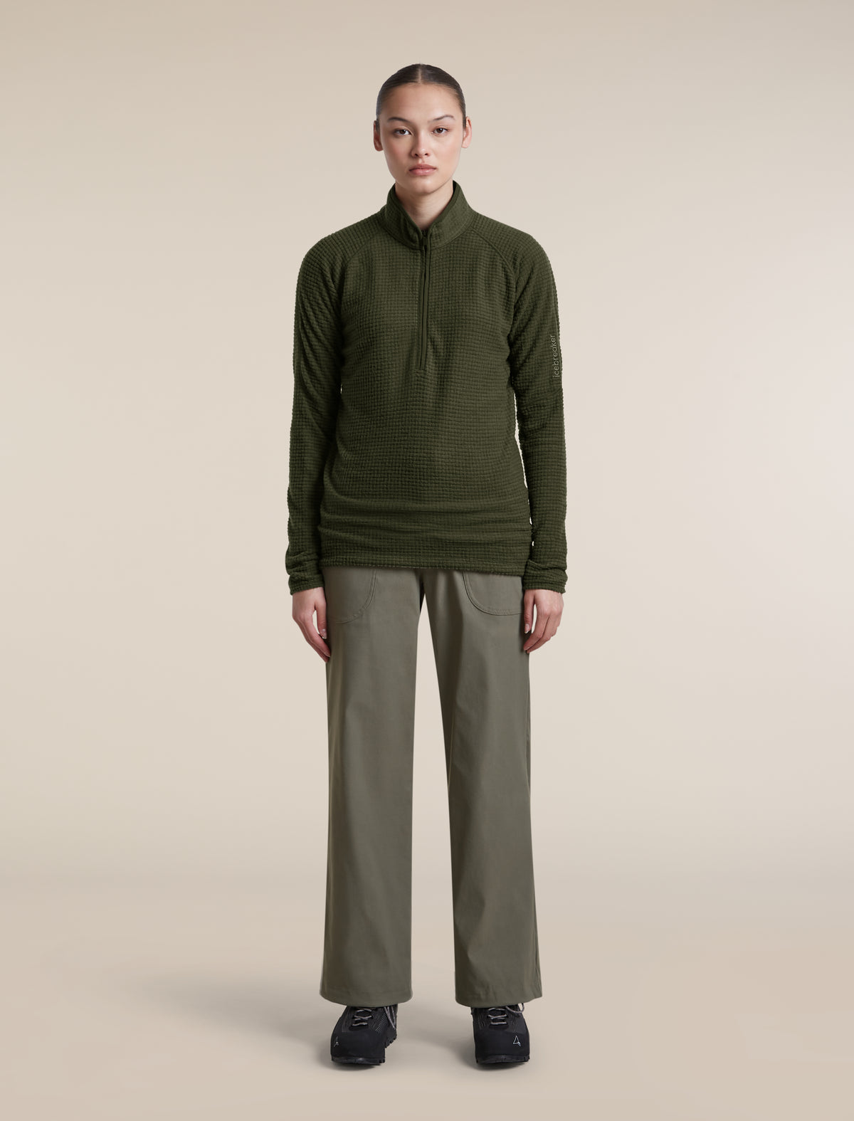Women's Merino 400 RealFleece™  Grid Peaksland Long Sleeve Half Zip Dark Loden - 3