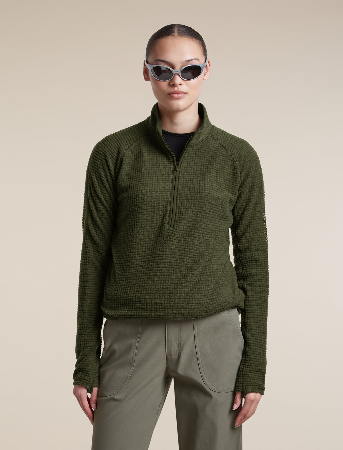 Women's Merino 400 RealFleece™  Grid Peaksland Long Sleeve Half Zip Dark Loden - 5
