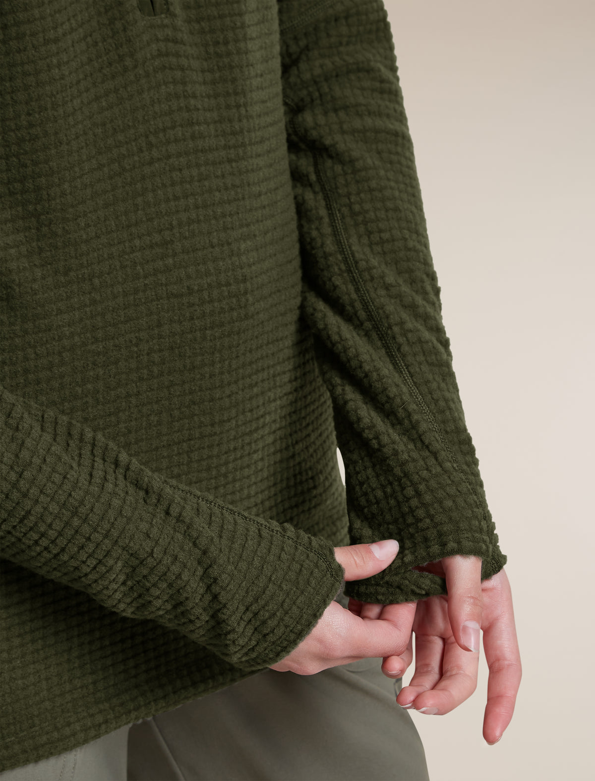 Women's Merino 400 RealFleece™  Grid Peaksland Long Sleeve Half Zip Dark Loden - 9
