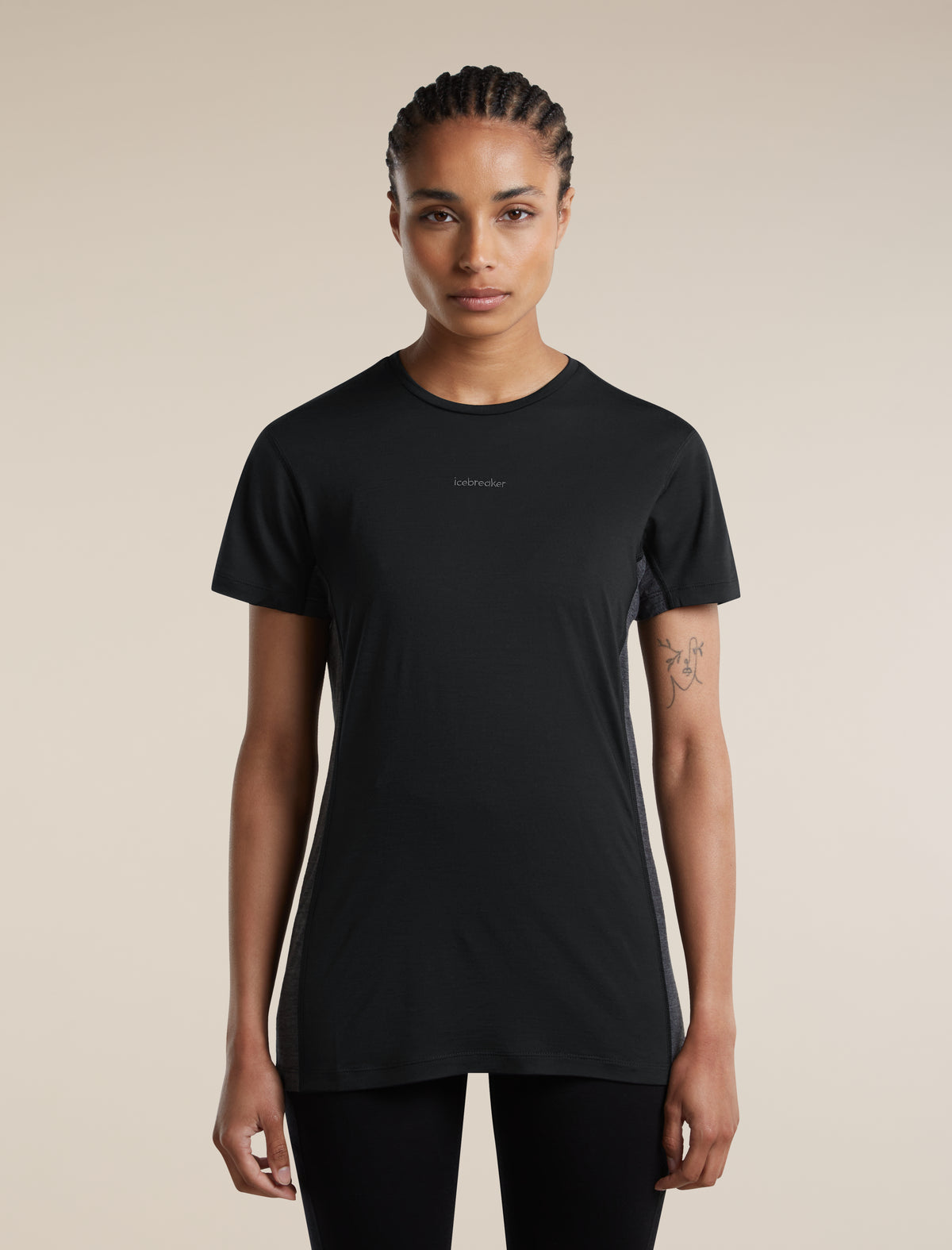 Women's Merino Blend 125 Cool-Lite™ Sphere Short Sleeve T Shirt Colour Block Black/Jet Heather - 1