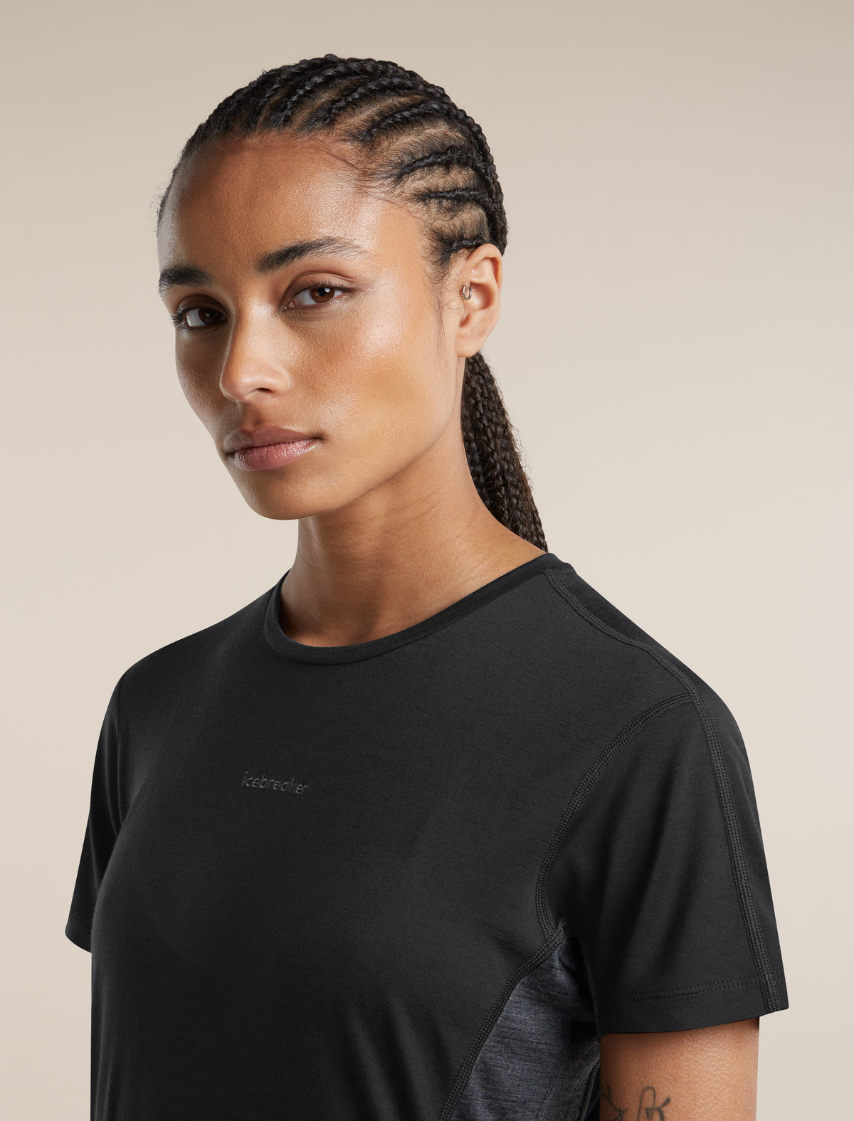 Women's Merino Blend 125 Cool-Lite™ Sphere Short Sleeve T Shirt Colour Block Black/Jet Heather - 6