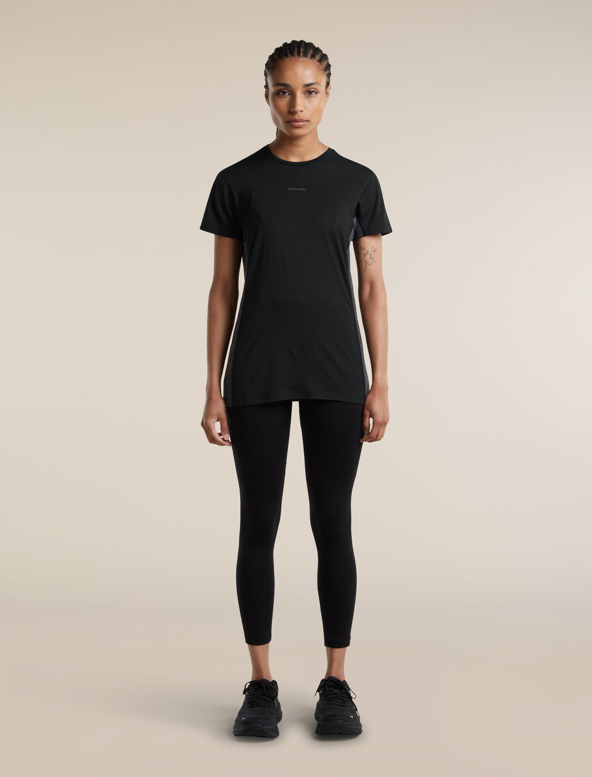 Women's Merino Blend 125 Cool-Lite™ Sphere Short Sleeve T Shirt Colour Block Black/Jet Heather - 3