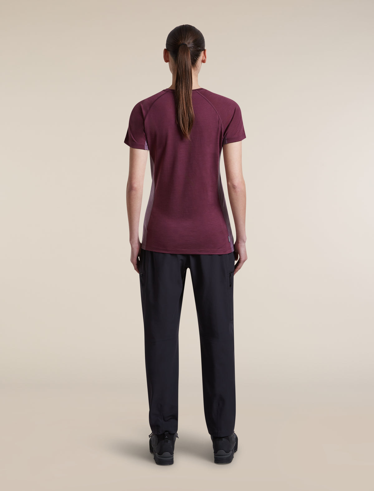Women's Merino Blend 125 Cool-Lite™ Sphere Short Sleeve T Shirt Colour Block Dark Berry/Grey Plum - 7