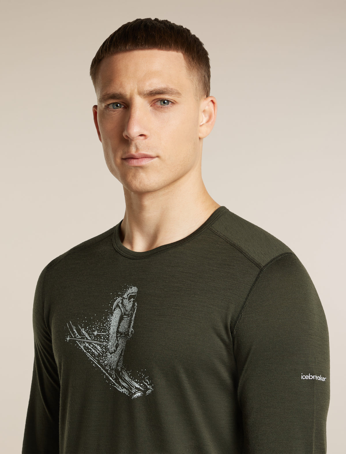 Men's Merino 200 Oasis Long Sleeve Crewe Skiing Yeti Dark Loden - 6