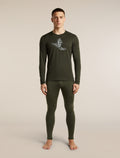 Men's Merino 200 Oasis Long Sleeve Crewe Skiing Yeti Dark Loden - 3