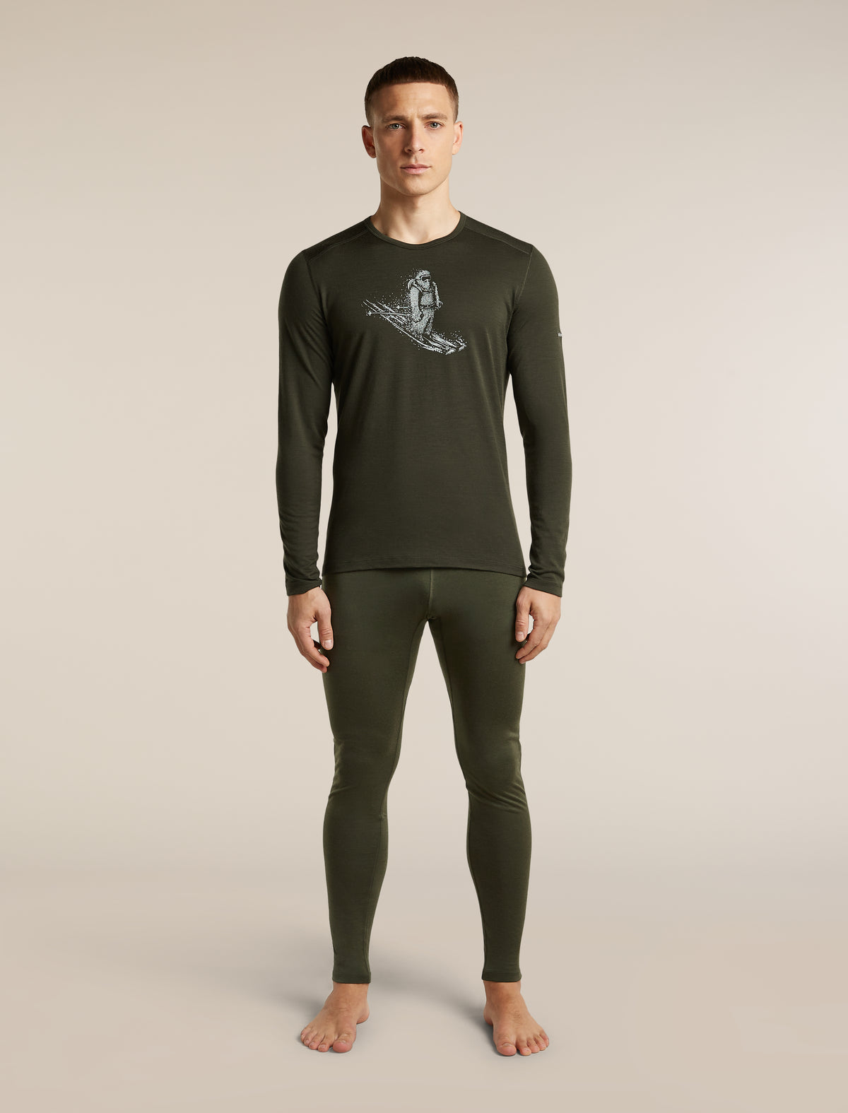 Men's Merino 200 Oasis Long Sleeve Crewe Skiing Yeti Dark Loden - 3