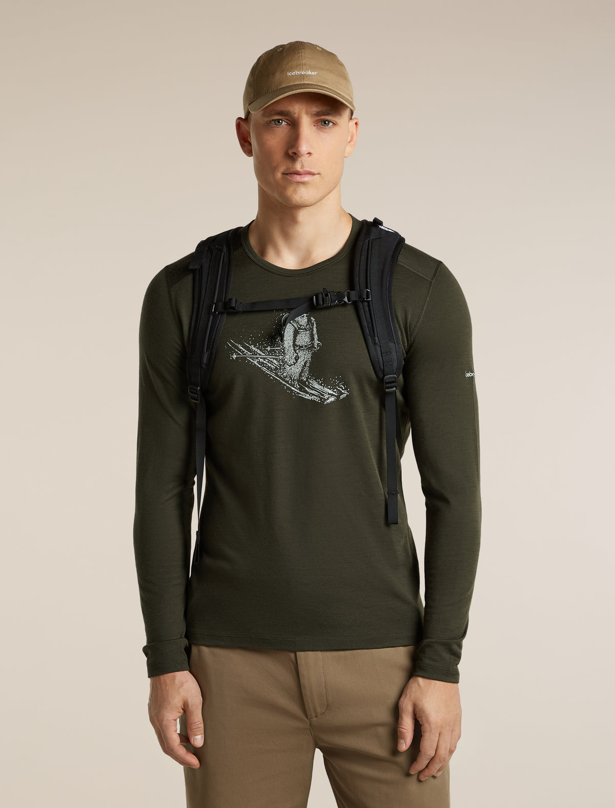 Men's Merino 200 Oasis Long Sleeve Crewe Skiing Yeti Dark Loden - 5