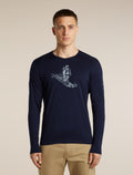 Men's Merino 200 Oasis Long Sleeve Crewe Skiing Yeti Midnight Navy - 1