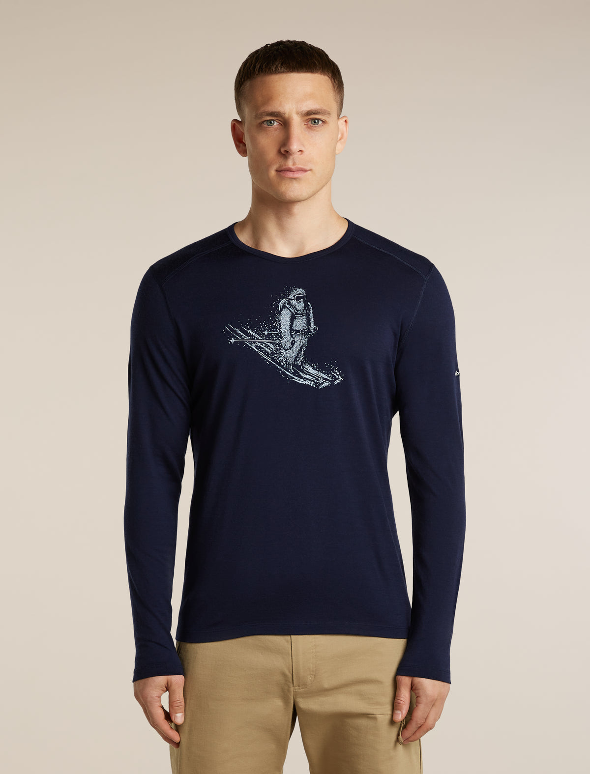 Men's Merino 200 Oasis Long Sleeve Crewe Skiing Yeti Midnight Navy - 1