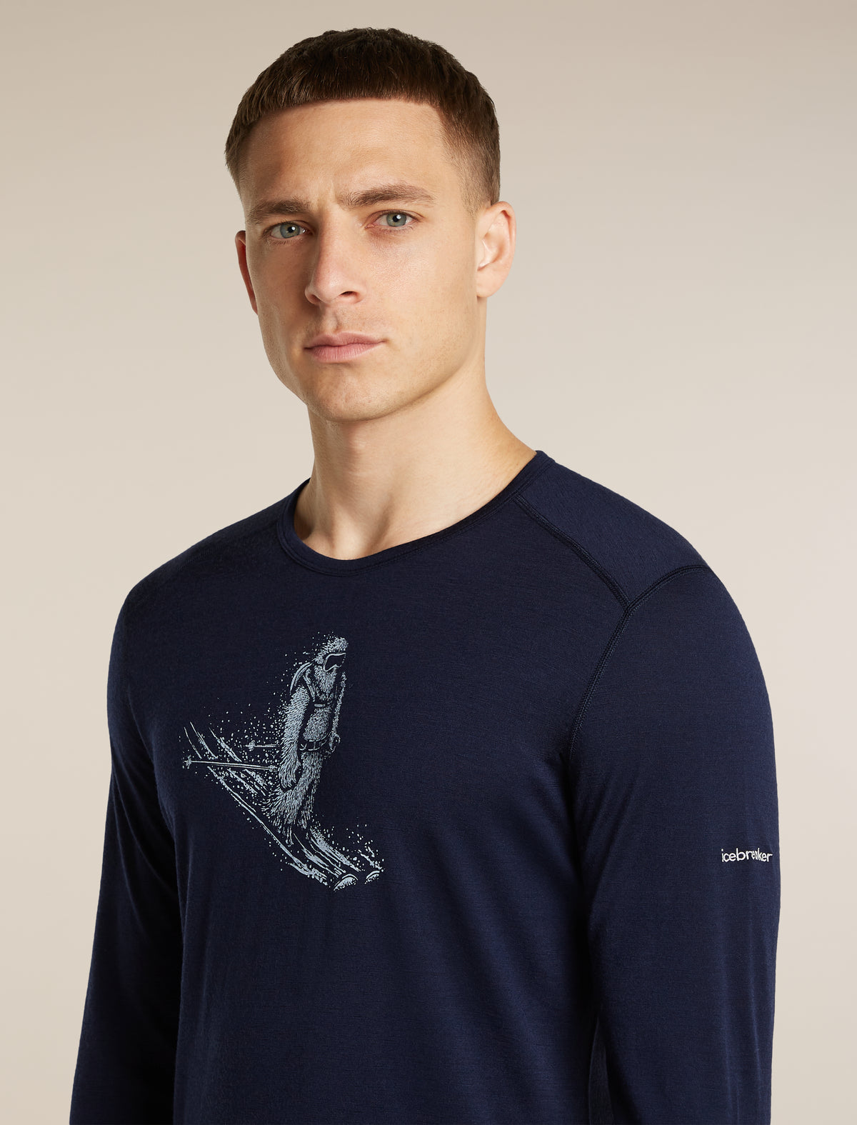 Men's Merino 200 Oasis Long Sleeve Crewe Skiing Yeti Midnight Navy - 7