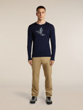 Men's Merino 200 Oasis Long Sleeve Crewe Skiing Yeti Midnight Navy - 3