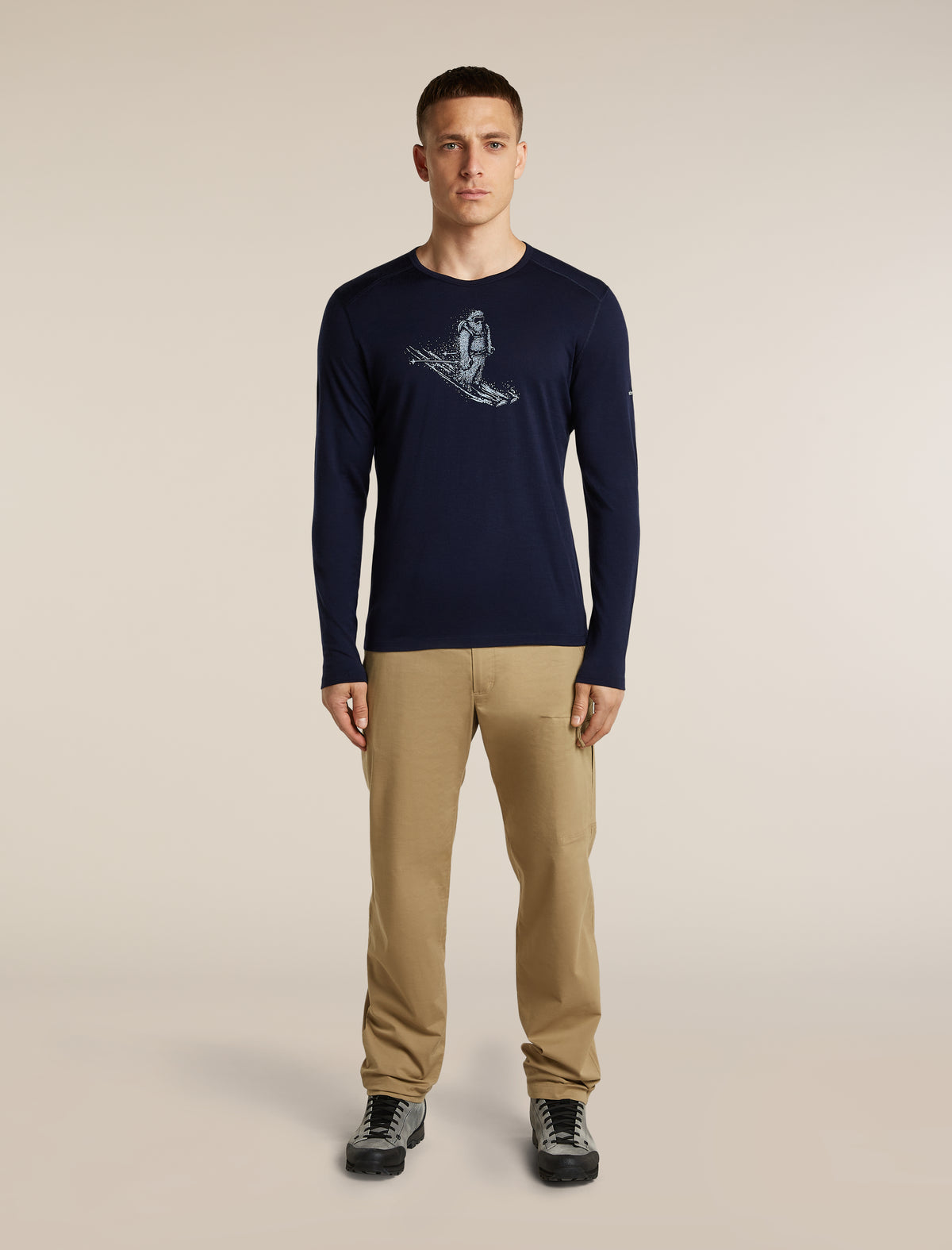 Men's Merino 200 Oasis Long Sleeve Crewe Skiing Yeti Midnight Navy - 3