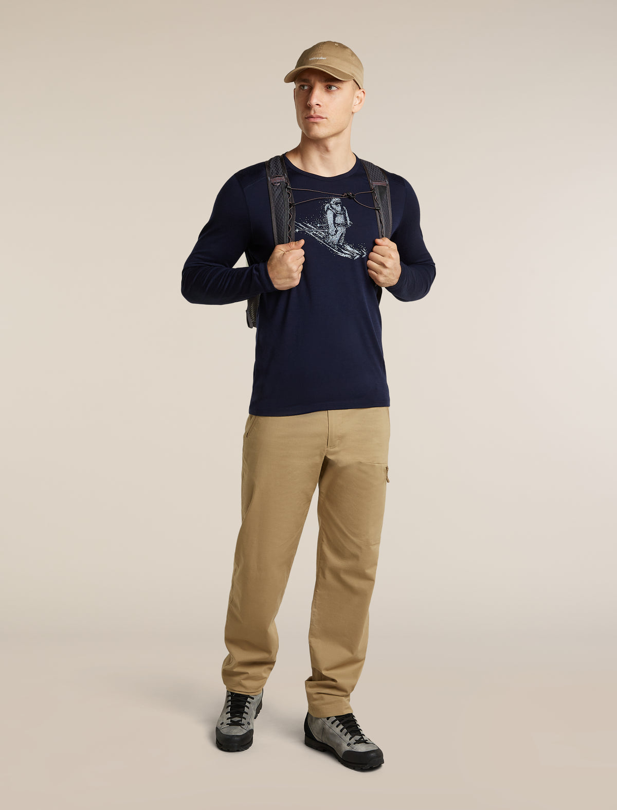 Men's Merino 200 Oasis Long Sleeve Crewe Skiing Yeti Midnight Navy - 5
