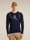 Men's Merino 200 Oasis Long Sleeve Crewe Skiing Yeti Midnight Navy - 6